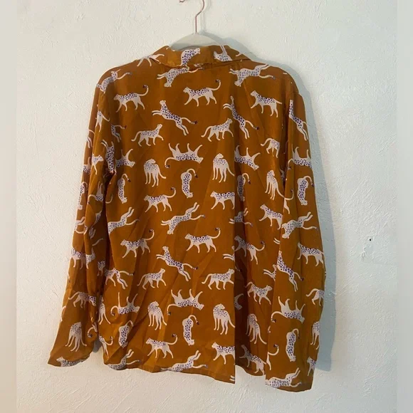 BP Tiger Print Satin Button Up Blouse - Picture 2 of 5